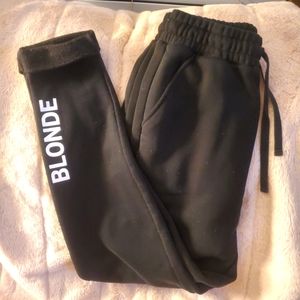 BRUNETTE Blk Sweatpants with Blonde on leg Size XS